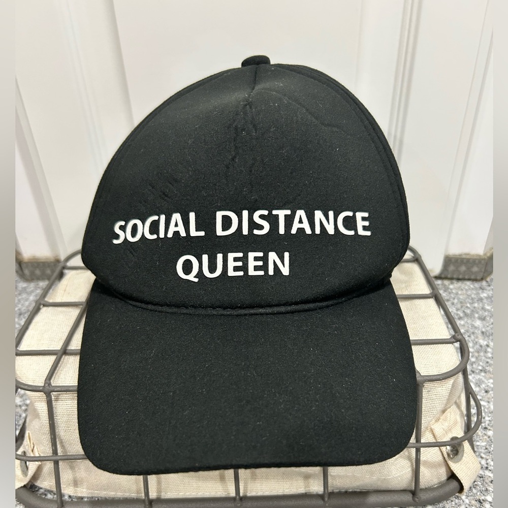 MIXIT Social Distance Queen Black Adjustable Baseball Cap ONE-SIZE